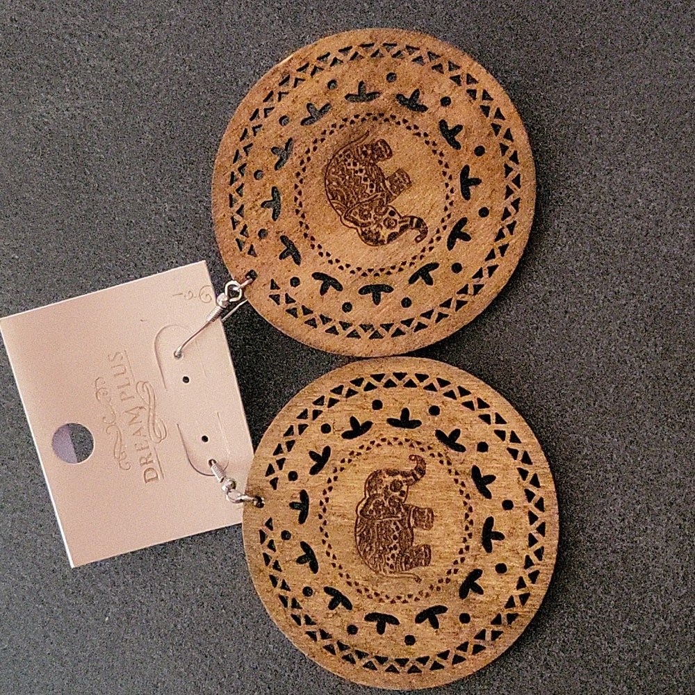 Handmade wooden Elephant Earrings